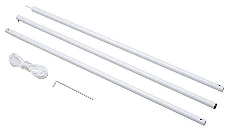 Outsunny Poste para Toldo Vela o Toldo de Refugio Mástil para Tienda de Campaña Fácil de Montar y Desmontar - 3m - Blanco