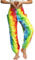 Nuofengkudu Damen Hippie Haremshosen mit Taschen Leichte Boho Muster Bunt High Waist Yogahosen Sommer Lockere Hosen Freizeithose (Regenbogen C,One Size)