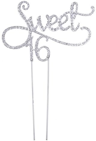 NUOBESTY 1pc Sixteen Silver Crystal Cake Topper 16th Bling Rhinestone Cake Pick for Girls Boys Birthday Anniversary Photo Booth Prop Decoration