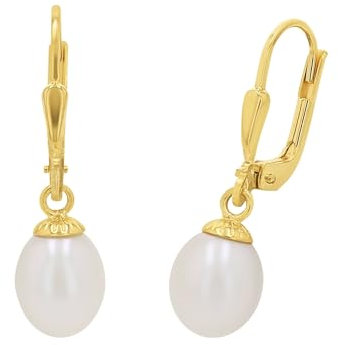 Amor Ohrhänger Damen Ohrschmuck, mit Süßwasserzuchtperle, 2,5 cm, Gold, Kommt in Schmuck Geschenk Box, 2013828