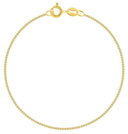 PLANETYS - Chaîne de Cheville Argent 925/1000 Plaqué Or Jaune 18 Carats Maille Vénitienne Largeur: 1 mm