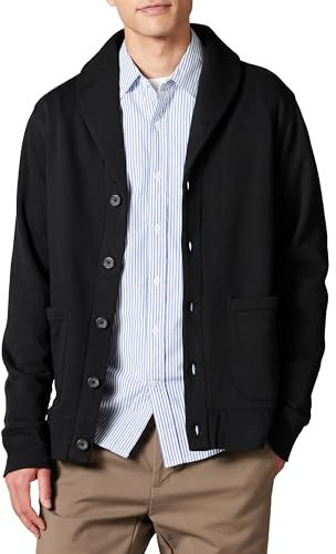 Amazon Essentials Cardigan a Maniche Lunghe in Felpa con Collo Sciallato Uomo, Nero, XXL