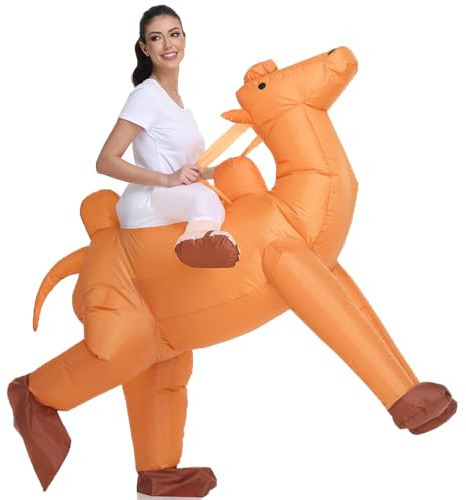 ZISUEX Inflatable Camel Costume Adult Riding Camel Blow up Suit Animal Safari Costume for Men Party Halloween Fancy Dress up Christmas Suit