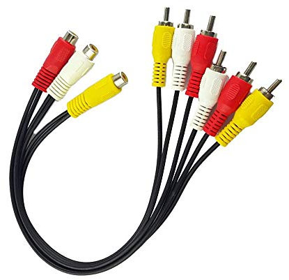 LiKuCo 3 RCA Female Jack to 6 RCA Male Plug Splitter Audio Video Av Adapter Cable 12inch