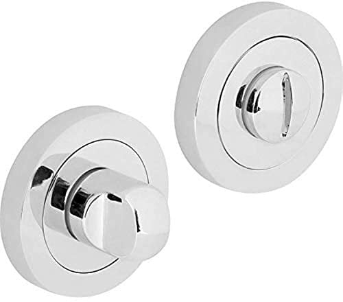 Designer Levers - Bathroom Toilet WC Door -Thumbturn Twist & Release Lock - Polished Chrome - Screw On Rose - Set