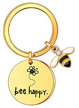 Maxforever Damen Schlüsselanhänger Biene Happy Schlüsselanhänger Schlüsselanhänger Geschenk für Mama Tante Tochter Nichte Freunde (Gold), gold, L