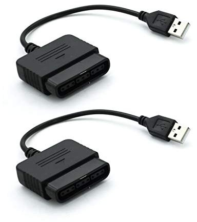 DEVMO 2 Pcs USB Cable PS2 to PS3 Video Game Controller Adapter Converter Compatible with Sony PS2 PS3 PC Playstation 2 Playstation 3