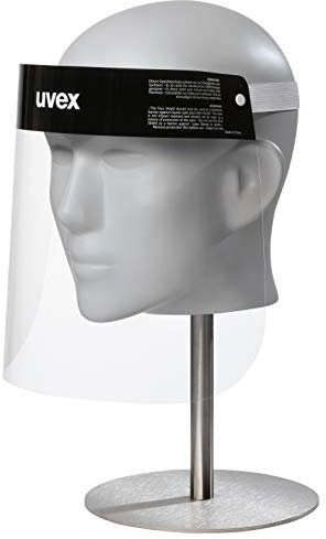 Uvex face shield Visier - Gesichtsschutz zur Minimierung von Tröpfchen-Infektionen - druckfreier Halt - black/clear - 54-64 cm