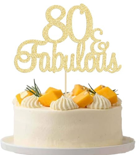 Gyufise 3Pcs 80 & Fabulous Cake Toppers 80 Birthday Anniversary Cake Toppers for 80 Birthday Anniversary Party Decorations Happy 80th Birthday Cake Decorations Supplies