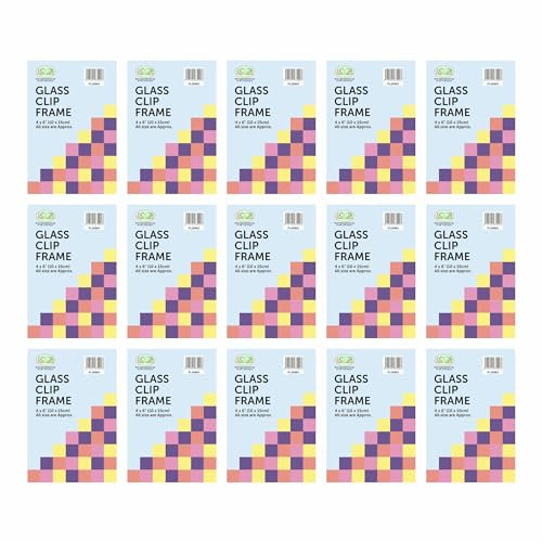 M1SS (Pack of 15 4 x 6 Glass Front Frameless Clip Frame Picture Frame ideal For Home, Office Classic Wall Mountable Posters, Portraits, (10 x 15 cm)