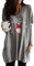 Yming Damen Rundhals Pullover Feiertags Sweatshirts Weihnachten Bedruckte Pullover Weihnachtsmann Grau XXL