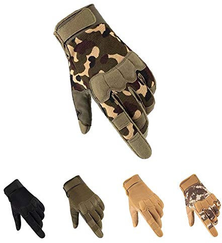 HYCOPROT Taktische Vollfinger Handschuhe, Touchscreen Motorrad Atmungsaktive Leichte Einsatzhandschuhe Outdoor Militär Zum Schießen Jagen Motorradfahren Klettern (Tarnen-1, Large)