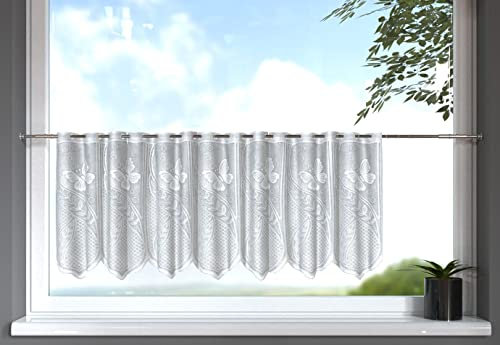 Sun World Scheibengardinen nach Maß „Halsenbach“, Gardinen nach Mass, Bistrogardine, Kurzgardinen modern, Küchengardinen, Maßanfertigung (Höhe: 44cm x Breite: 30cm)