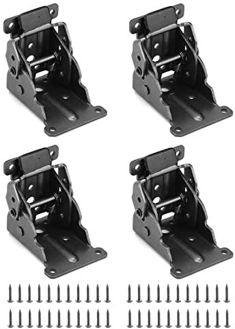 QWORK® 4 Stück Klappscharnier Tischbeine Klappbar Scharniere Stützhalterung aus Stahl Verzinkt 40 Schrauben Enthalten - Schwarz