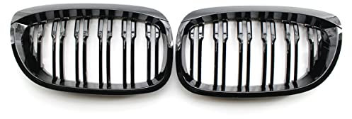 GSRECY Parrilla de doble listones para parachoques delantero, color negro brillante, compatible con BMW Serie 3 E46 2 puertas 316Ci 318Ci 320Ci 330Ci Coupe 2003-2005