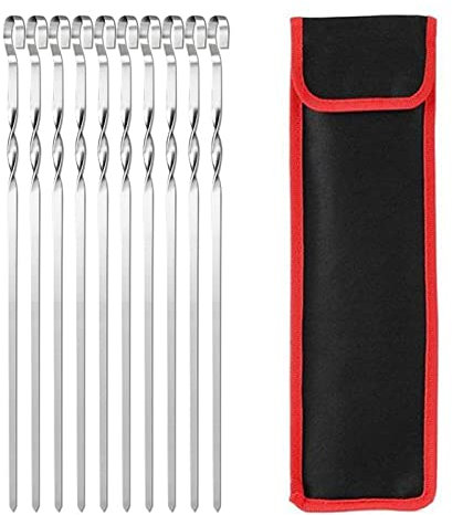 QOXEFPJZ Palos de brocheta Brochetas for Barbecue Reutilizable Grill de Acero Inoxidable brochetas shish Kebab Barbacoa Camping Flat Torks Gadgets Accesorios de Cocina Herramientas 6pcs /10pcs /12pcs