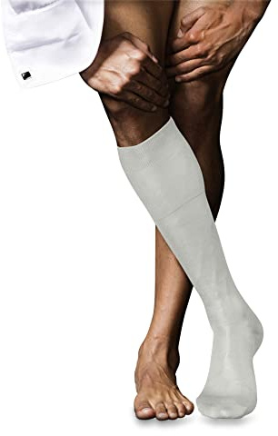 FALKE Men's No. 4 M Kh Silk Long Plain 1 Pair Knee-High Socks, White Off-White 2040, 8.5-9.5