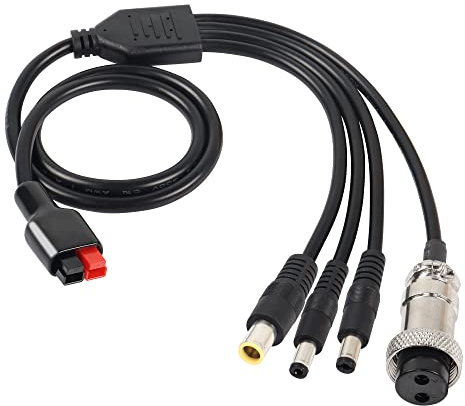 GINTOOYUN Solar Panel Connector to DC GX16 2Pin Aviation Socket Plugs Extension Cable 1 to 4 45A Solar Connector to DC7909 DC5521 DC5525 GX16-2P Aviation Socket Plugs Cable 65cm 2Ft