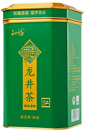 Thé Longjing, Thé Vert LongJing Dragon Chinois Bien Thé Vert Feuilles en Vrac Parfum Fort Goût Sucré Feuilles de Thé de Printemps en Conserve Lourdes et Délicates 80g