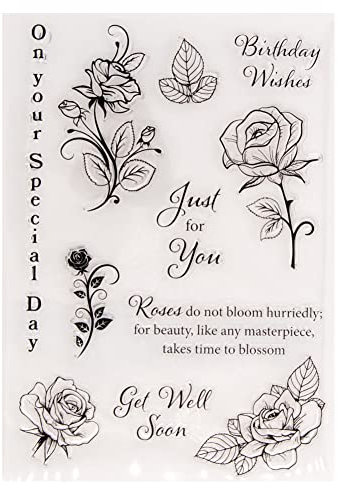 Blumen Silikonstempel Stempelset Clear Stamp Stempel Blumen und Blätter Herbst Silikon Klar Stempel Pusteblume und Feder Clear Stamps Set Vintage Stempel für DIY Bullet Journal Scrapbooking Fotoalbum