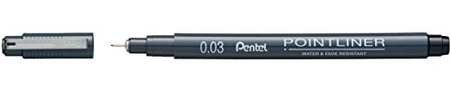 Pentel Pointliner S20P-03A, Fineliner, schwarz, wasserfest und lichtecht, 0.03 mm, 1 Stück (1er Pack)