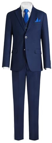 Boys Navy Blue Suit Kids Tuxedo Regular Fit 5 Pieces Teen Boys Formal Suit Outfit Set for Wedding Easter Ring Bearer Graduations First Communion Christmas Church Event (Navy Blue, Size 12)