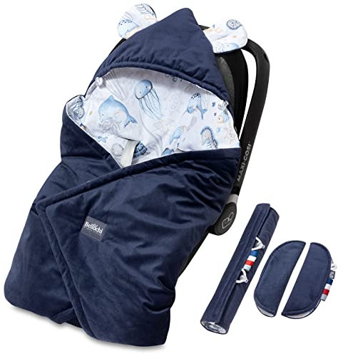 Bellochi Universal Baby Einschlagdecke für Babyschale und Autositz Kinderwagendecke Fußsäck aus Baumwolle und Samt z.B. passend für Maxi-Cosi, Römer, Cybex - Verne