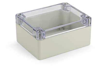 Blanko Modulgehäuse, Universal-Gehäuse aus ABS-Kunststoff mit transparentem Deckel, Mehrzweckghäuse mit Montagepunkten für Leiterplatten, IP 65 Schutzklasse, LxBxH 115x90x55 mm, Lichtgrau