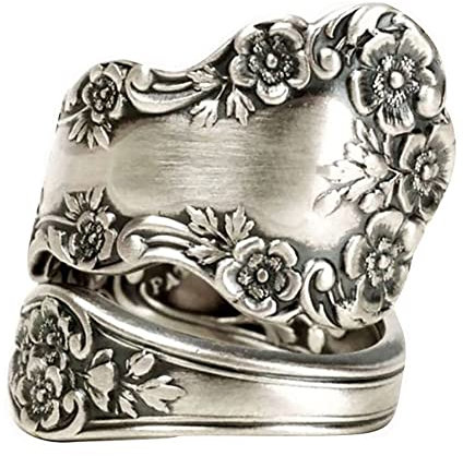 Bagues vintage en forme de cuillère à fleurs pour promesses de mariage, fiançailles, déclaration bohème en forme de bouquet de roses, bague ouverte réglable et extensible pour femmes, filles, hommes,