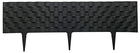 Beetzaun Steinoptik, 1 Stück Rasenkante Beeteinfassung Gartenpalisade Rattan-Optik Design Palisade Gartenzaun Gartendeko, Schwarz