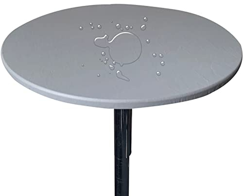 Tischdecke Runde Stretch Tischtuch Wasserdicht Abwischbar Tischschutz Für Drinnen Und Draußen (90cm (Rund),Grau)