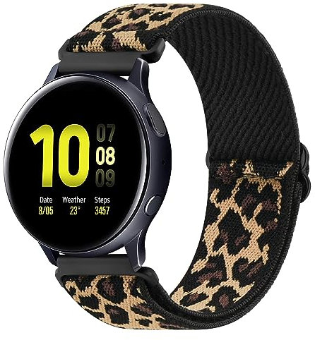 Vancle für Samsung Galaxy Watch Active 2 40mm 44mm Armband Damen Herren,Nylon Verstellbares Ersatzarmbänder für Samsung Galaxy Watch Active 40mm 44mm Armband(Leopard)