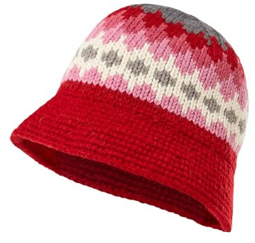 Joe Browns Damen Sustainable Knitted Fairisle Print Wool Cloche Hat Hut des kalten Wetters, Pink Multi, One Size