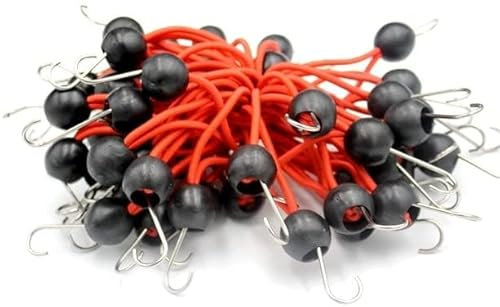 WDB - Spanngummi mit Kugel und Haken - Planenclips - Planenspanner - Gummischlaufen 10 cm - Spanngummi Fahrrad - Gummispanner Zeltgummis - Spanngummi Satz 50 Stück