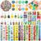 96 Pcs Gadget Compleanno, Regalo 16 Super Braccialetti 15 Palla Rimbalzante 15 Portachiavi 50 Adesivi Regalini Fine Festa Giochi Forniture per Feste a Tema Bomboniere per Bambini Ragazzi Ragazze
