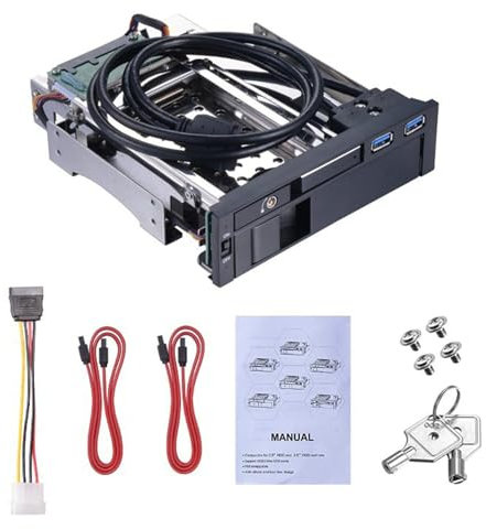 External Hard Drive Enclosure, USB 3.0 to SATA Hard Drive Enclosure for 3.5 & 2.5 inch SATA HDD SSD, 2 Bay External Hard Drive Caddy for Home & Office Storage