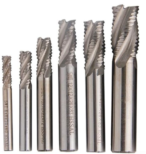 4 Flutes HSS Roughing End Mill CNC Router Spiral Bit Milling Cutter for Metal Roughing(6mm)