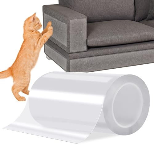 Kratzschutz Katzen Anti Kratz Tape Klebefolien - Klebeband Möbelschutz Möbel Protector-Kratz, Scratch Couch Schutz mit Selbstklebende Pad, Transparent Protector für Tür Möbel Wand (10cm*500cm)