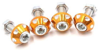 A ABSOPRO Vite a Bullone per Targa Decorativa per Auto e Moto, Diametro Filettatura 6mm, Colore Oro (Set di 4)