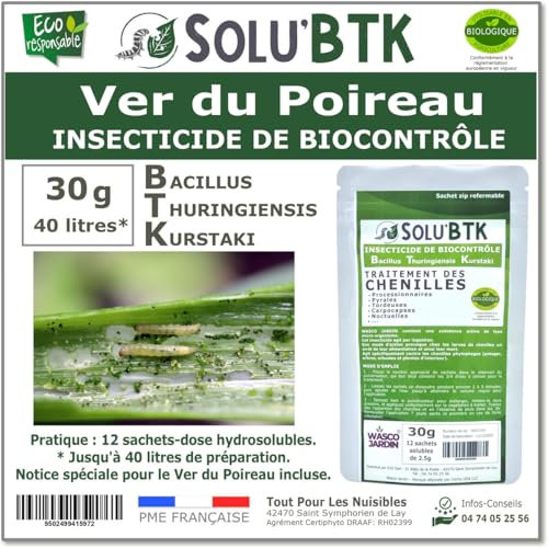 SoluBTK - Ver du Poireau 30 g Bacillus thuringiensis BTK - Insecticide Utilisable en Agriculture Biologique