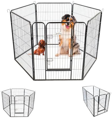 Parc Enclos pour Chien Chiot et Lapin GARDEO80x100x6, 6 Panneaux 80X100cm, 1,28M2, modulable, intérieur et extérieur, Pliable, Garantie 5 Ans, Paitsy