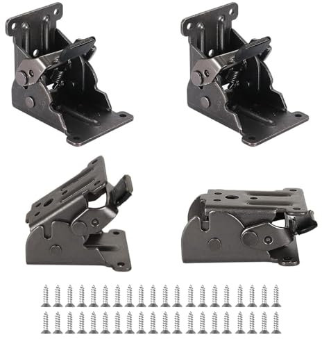 DUOCIYUAN Lot de 4 pieds de table pliants - Support de support - Charnières pliantes à 90 ° - Pour table et lit - Noir