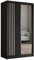 Margaret Hadas24 Kleiderschrank Neli mit Lamellen und Spiegel, Organizer, Mehrzweckschrank, Schwebetürenschrank, Garderobenschrank, Kleiderstange, Kleiderständer, Flurschrank, 120 cm, schwarz, weiß
