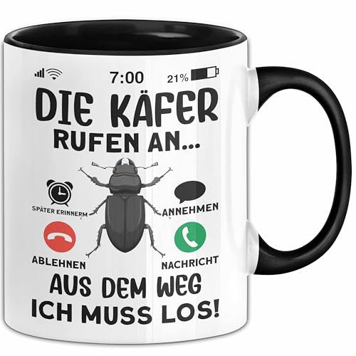 Käfer Liebhaber Tasse Geschenk Die Käfer Rufen An Geschenkidee Becher (Schwarz)