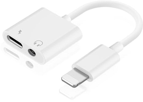 Adattatore Aux per iPhone [Certificato MFi] Adattatore per cuffie iPhone e ricarica Convertitore cavo dongle per cuffie audio da Lightning da 3,5 mm Compatibile con iPhone 14/14 Pro/12/13/11/11 Pro