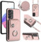 GoodcAcy Coque pour Samsung Galaxy A52 avec Cordon Étui Samsung Galaxy A52 avec Cordon Porte Carte Portefeuille avec Anneau béquille Réglable Collier Housse Etui pour Femmes - Rose
