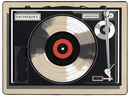 WHJWZY Teppich, 160 x 121,9 cm, Flanell-Teppich für Wohnzimmer, Büro und mehr, Vintage-Vinyl-Schallplattendrucke