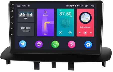9 Pulgadas Pantalla Táctil Android 14 Radio 2 DIN para Renault Megane 3 2009-2014 con Carplay GPS Navigation Bluetooth Controles del Volante Cámara de Respaldo(T100 [2+32G])