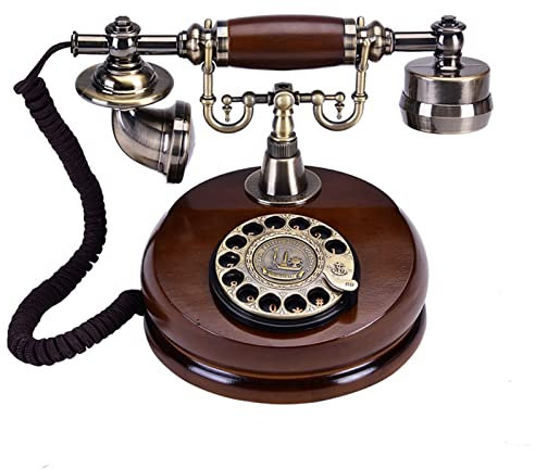 NBVOKLEAD Landline Phone,Retro Landline Telephone, Vintage Style Rotary Dial Corded Phone, Classic Old Fashioned Wooden Desk Phone with Redial Function, for Home And Office