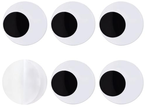 Lot de 6 grands yeux mobiles autocollants de 7 cm pour fête, Halloween, décoration de porte, arbres de Noël, robot, lunettes de réalité virtuelle, salle de classe, projets d'artisanat